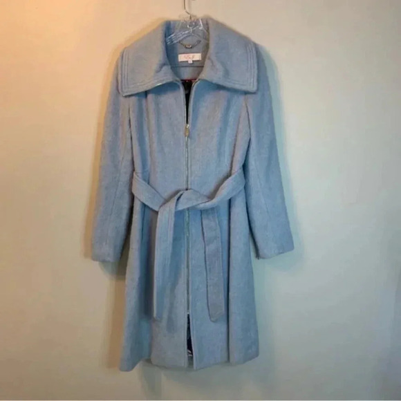 Eliza J Brushed Bow-Back Fit & Flare Peacoat in Ice Blue 6 - Picture 5 of 14